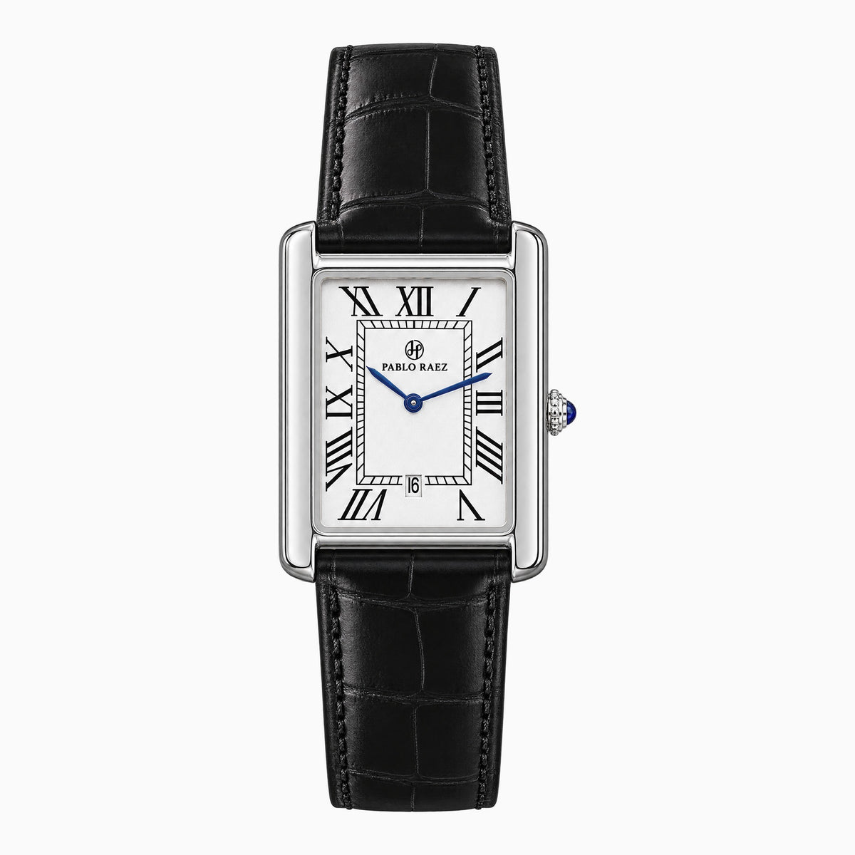 Sidonie Watch - כסף - רצועה שחורה